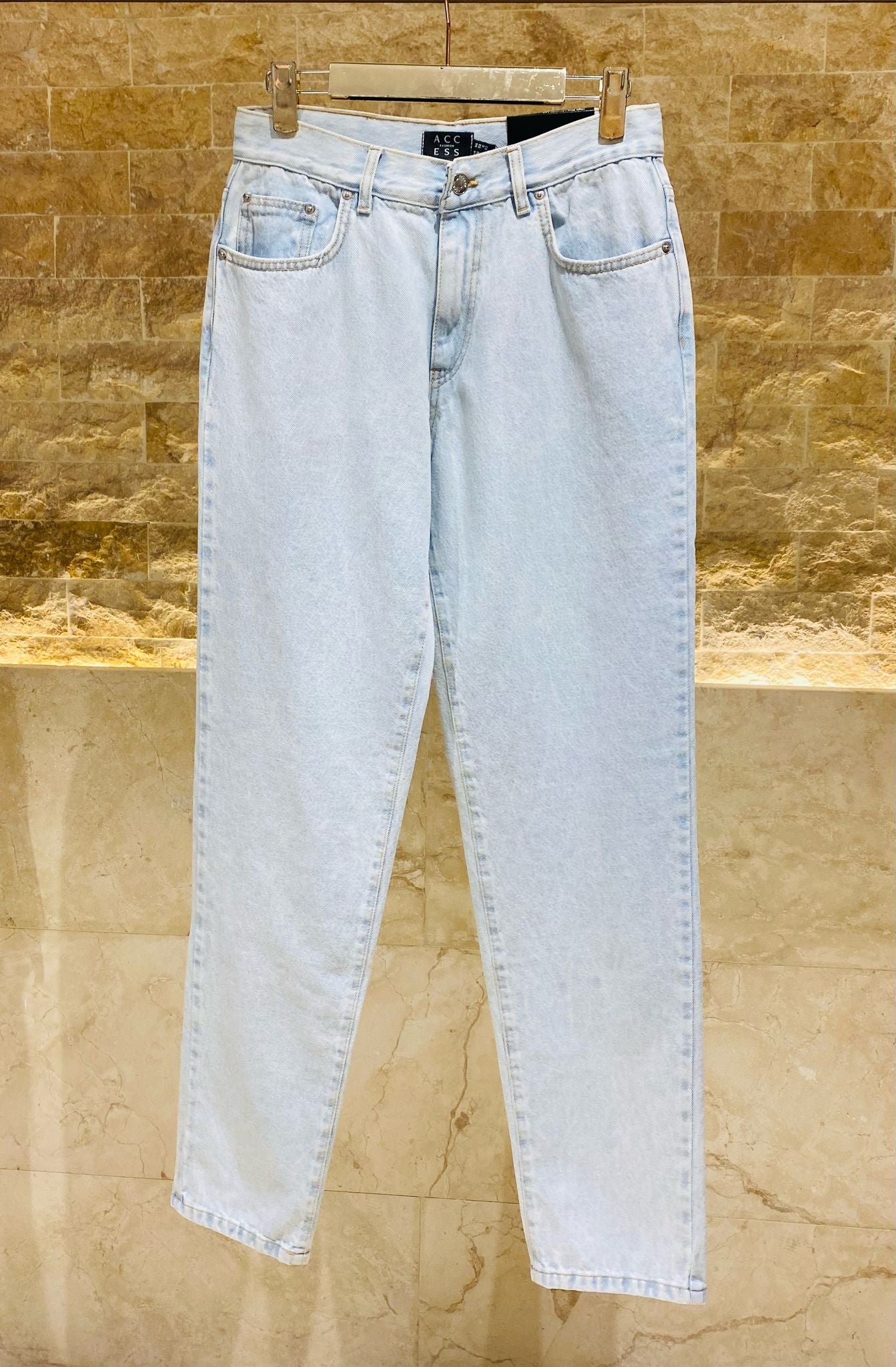53-8040 High Waist Straight Leg Denim Pants - Brown Loft