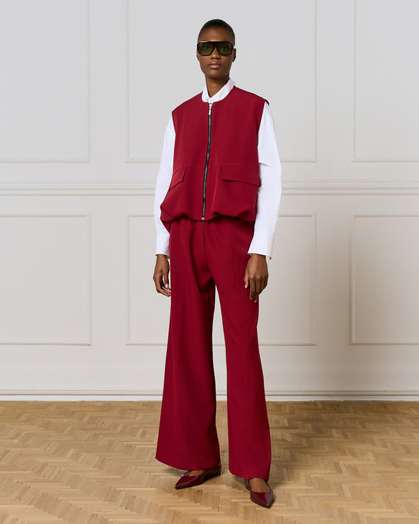 54-1025/5043 Sleeveless Jacket and Wide Leg Pants سترة بدون أكمام وبنطال واسع الساقين