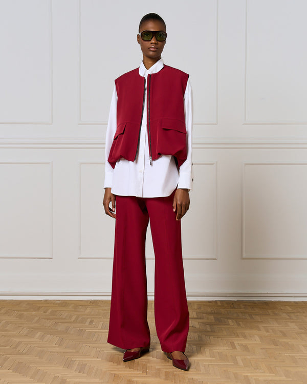 54-1025/5043 Sleeveless Jacket and Wide Leg Pants سترة بدون أكمام وبنطال واسع الساقين