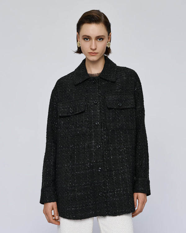54-1044  Tweed Lurex Long Jacket جاكيت طويل من التويد اللامع