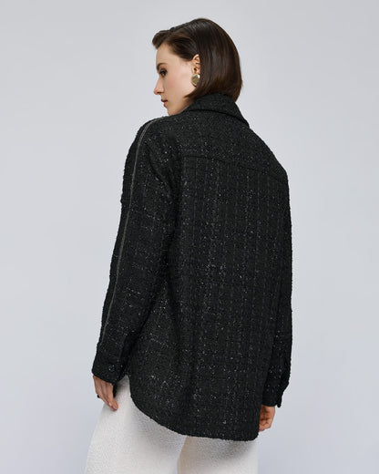54-1044 Tweed Lurex Long Jacket - Brown Loft
