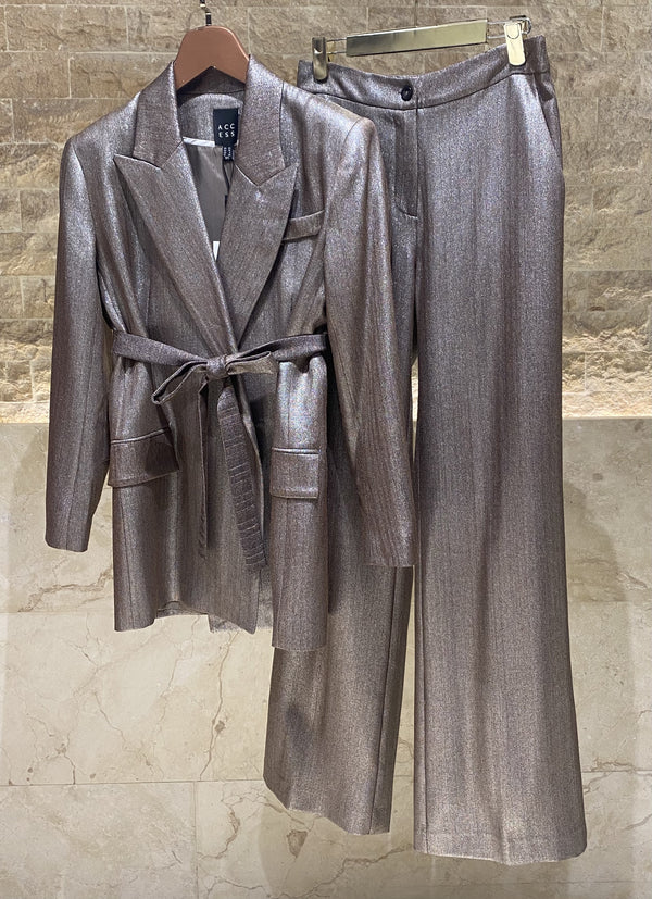 54-1054/5067 Metallic Effect Jacket and Pant جاكيت وبنطال بتأثير معدني