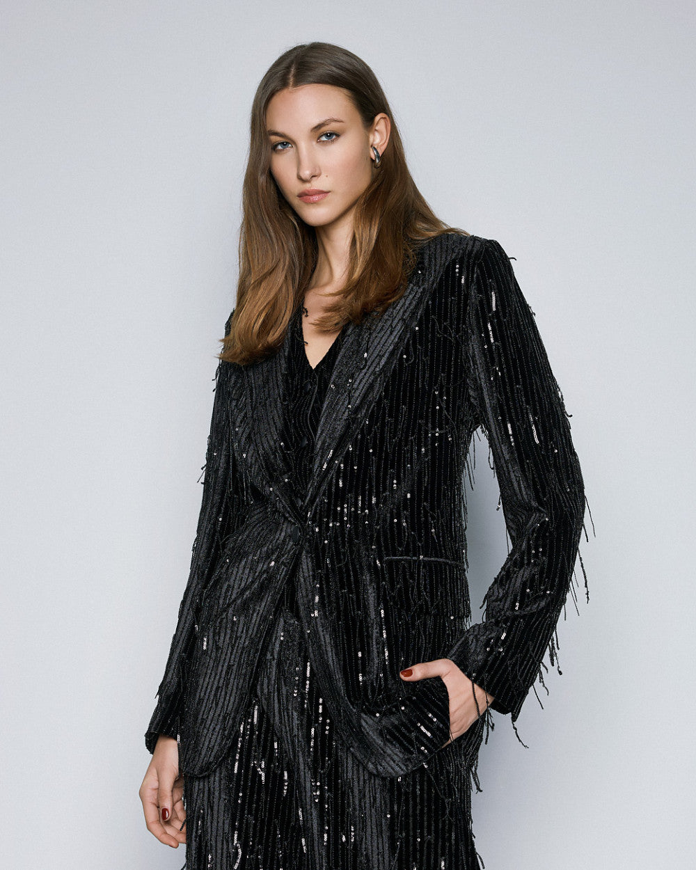 54-1094 Velvet Sequins Jacket - Brown Loft