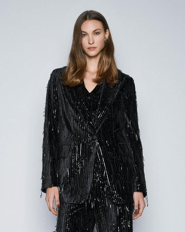 54-1094  Velvet Sequins Jacket جاكيت مخملي مزين بالترتر
