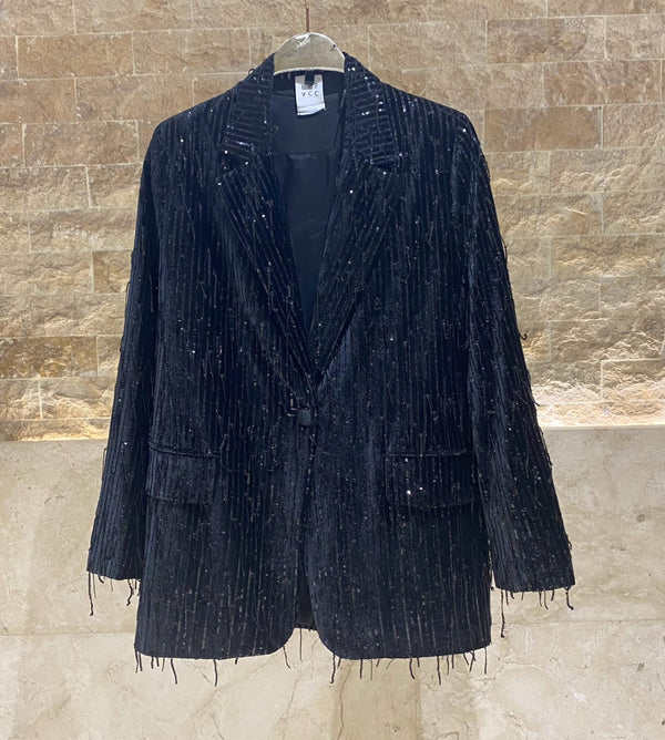 54-1094  Velvet Sequins Jacket جاكيت مخملي مزين بالترتر