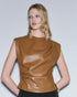 54-2036 Faux Leather Top with Pleats - Brown Loft