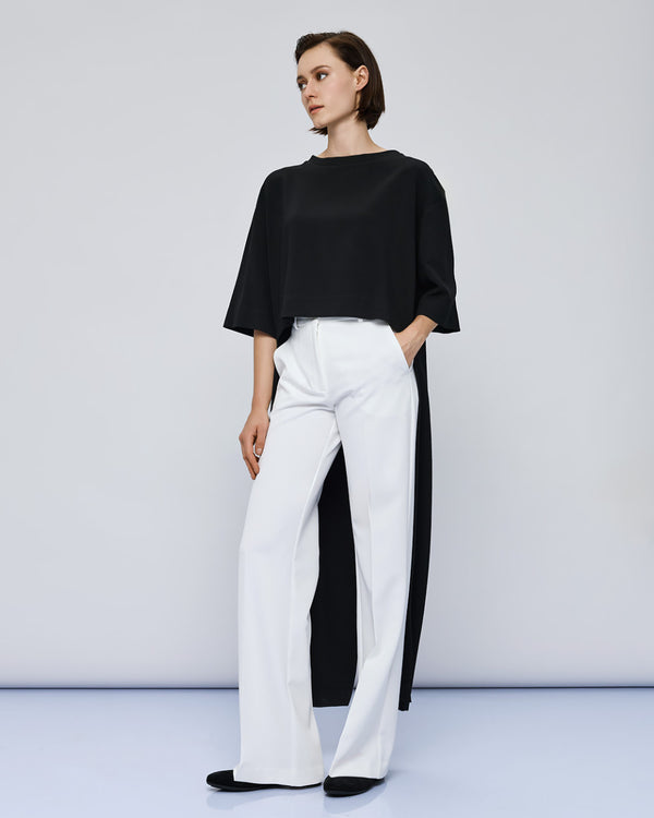 54-2041 Boat Neckline Long Back Top بلوزة طويلة الظهر بفتحة رقبة على شكل قارب