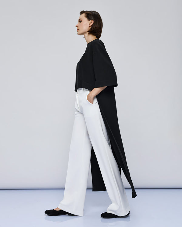 54-2041 Boat Neckline Long Back Top بلوزة طويلة الظهر بفتحة رقبة على شكل قارب