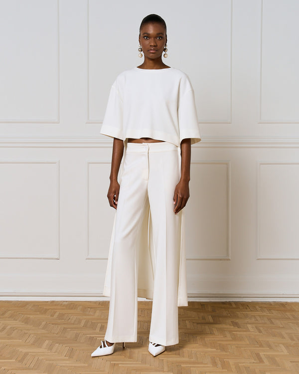 54-2041 Boat Neckline Long Back Top بلوزة طويلة الظهر بفتحة رقبة على شكل قارب