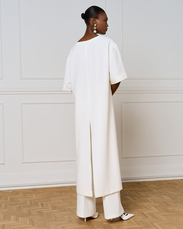 54-2041 Boat Neckline Long Back Top بلوزة طويلة الظهر بفتحة رقبة على شكل قارب