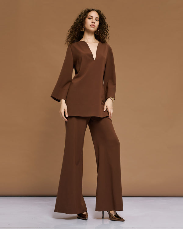 54-2072/5038 Long Top and Flare Pants بلوزة طويلة وبنطال واسع
