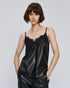 54-2096 Faux Leather Strap Top with Lace - Brown Loft