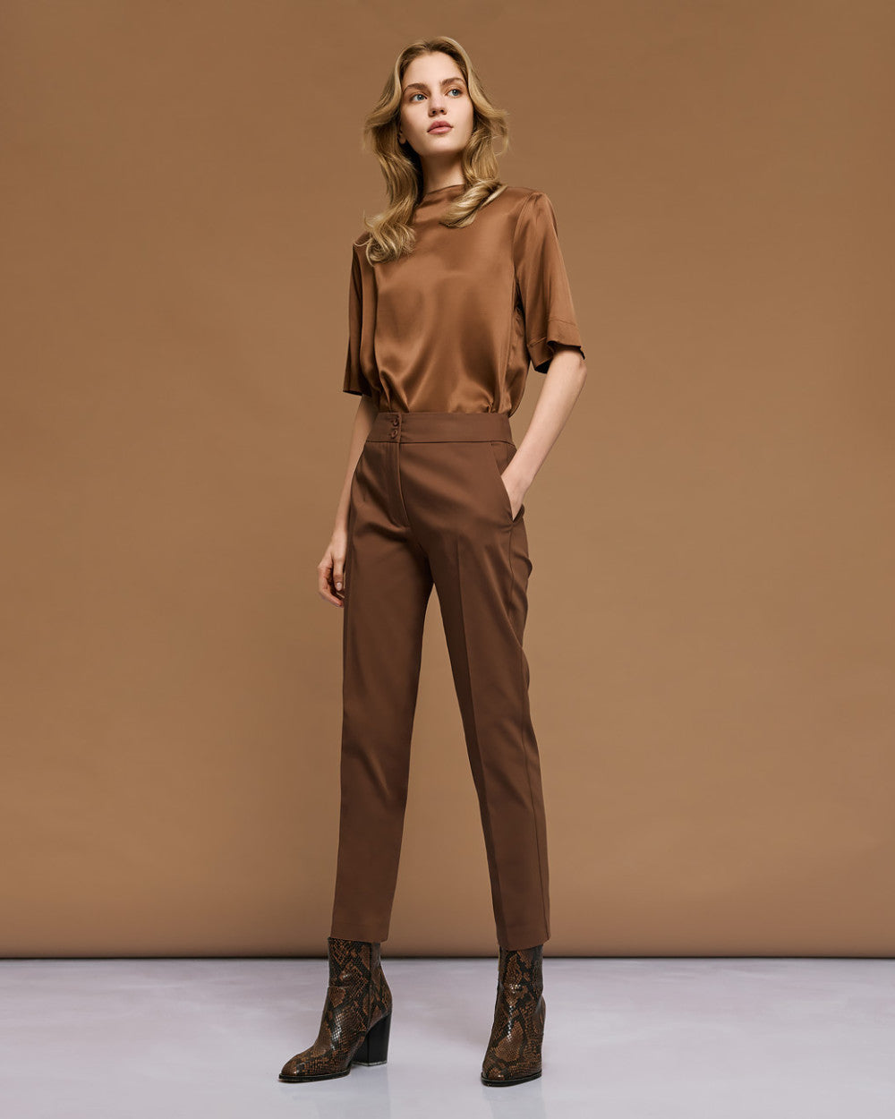 54-2112 Satin Top - Brown Loft