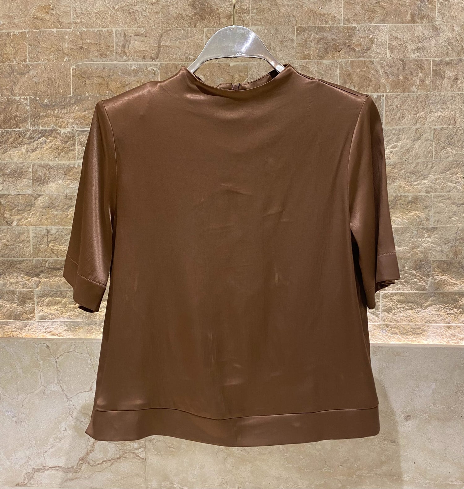 54-2112 Satin Top - Brown Loft