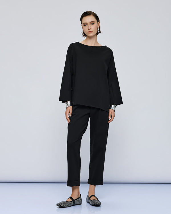 54-2155/5118  Asymmetric Top with Elastic Waistband Pants بلوزة غير متماثلة مع بنطال بخصر مطاطي