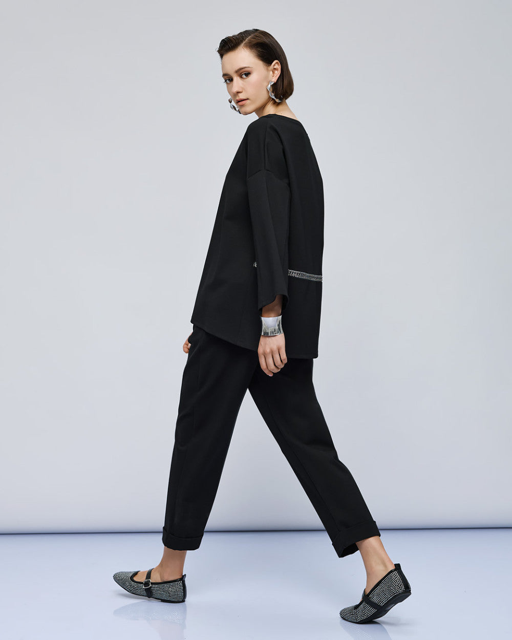 54-2155/5118 Asymmetric Top with Elastic Waistband Pants - Brown Loft