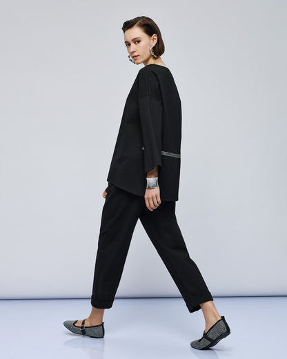 54-2155/5118 Asymmetric Top with Elastic Waistband Pants - Brown Loft