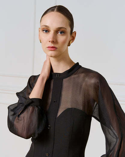 54-3019 Sheer Midi Dress - Brown Loft