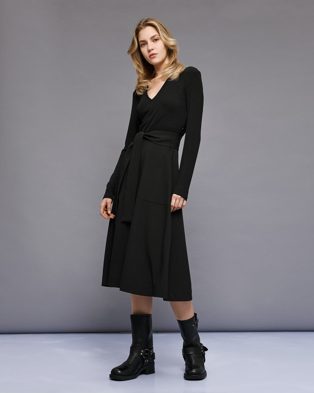 54-3022 Long Belted Dress - Brown Loft