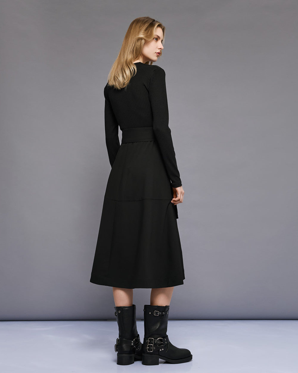 54-3022 Long Belted Dress - Brown Loft