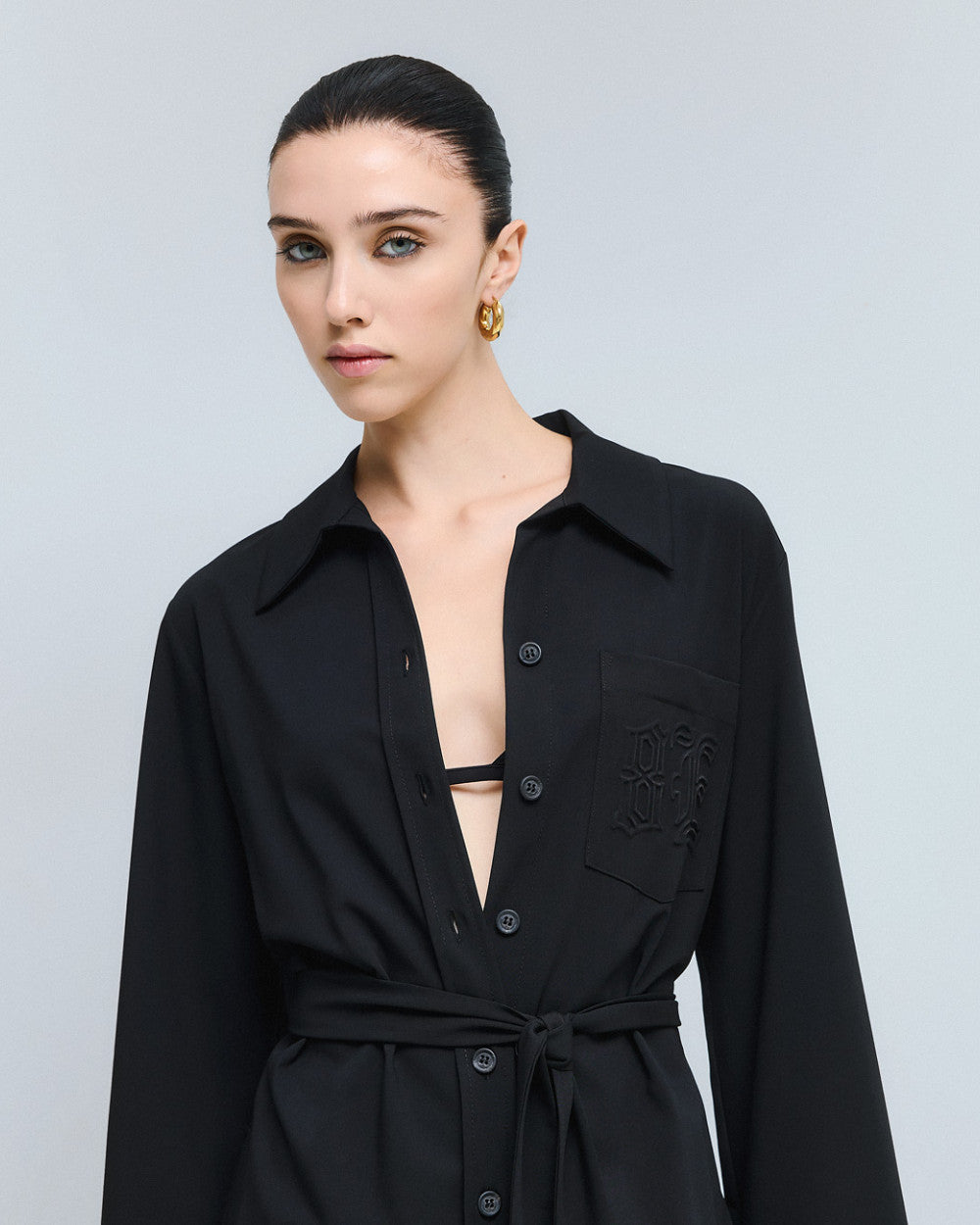 54-3053 Asymmetric Shirt Dress - Brown Loft