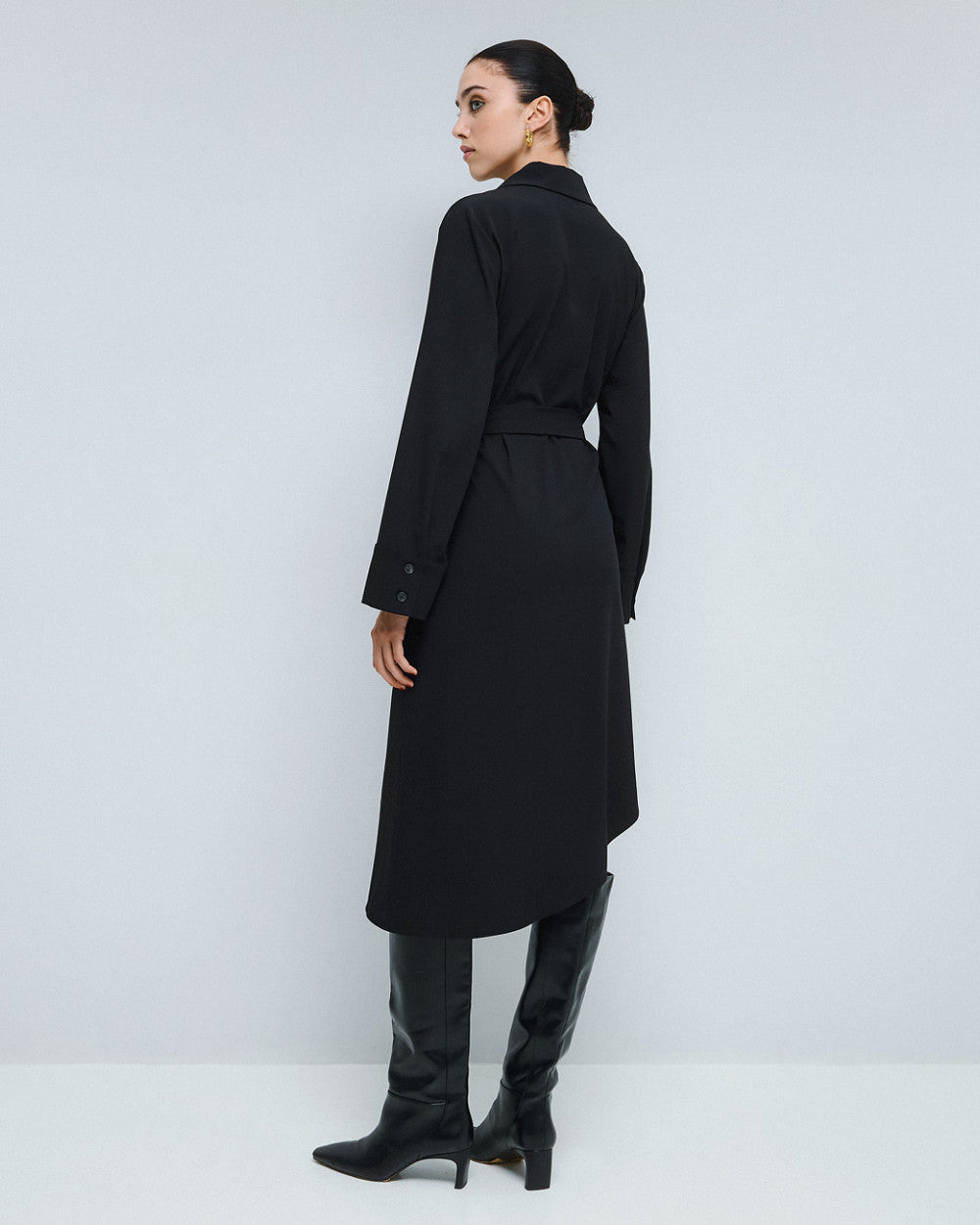 54-3053 Asymmetric Shirt Dress - Brown Loft