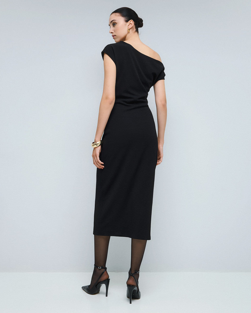 54-3351 Off Shoulder Midi Pencil Dress - Brown Loft