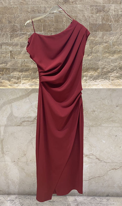 54-3351 Off Shoulder Midi Pencil Dress - Brown Loft