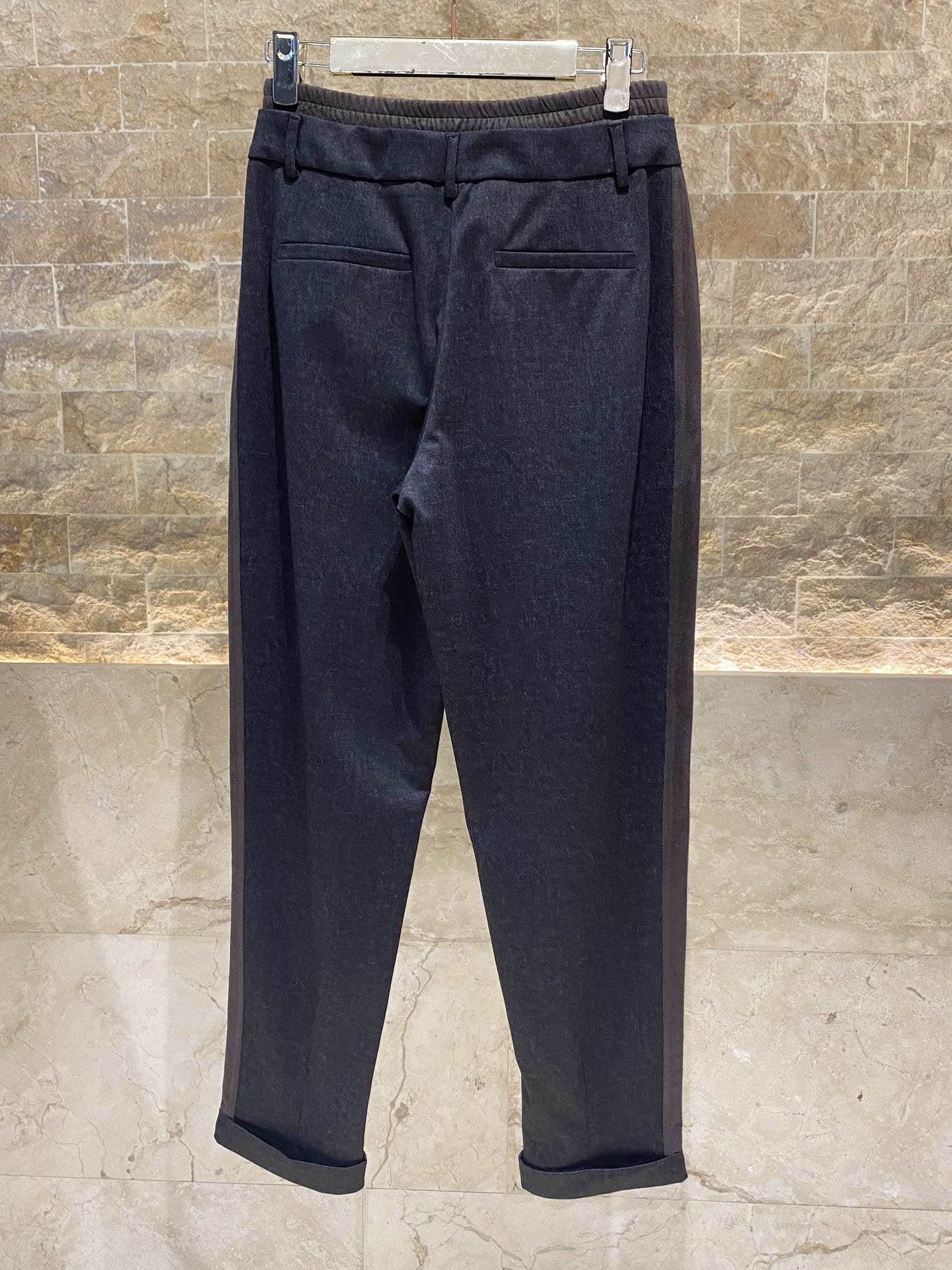54-1056/5026 Collar Buttoned Jacket and Pant سترة وبنطال بأزرار وياقة - Brown Loft