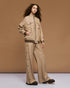 54-1021/5047 Oversized Jacket and Straight Leg Pants - Brown Loft