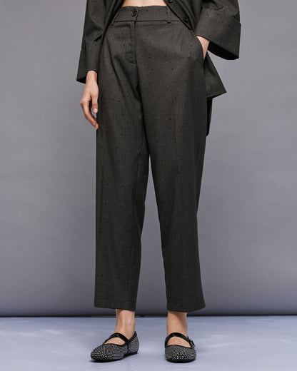 54-5120 Chic Pants with Rhinestone Details - Brown Loft