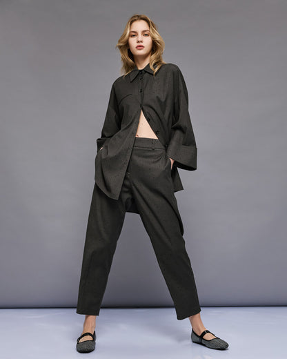 54-5120 Chic Pants with Rhinestone Details - Brown Loft