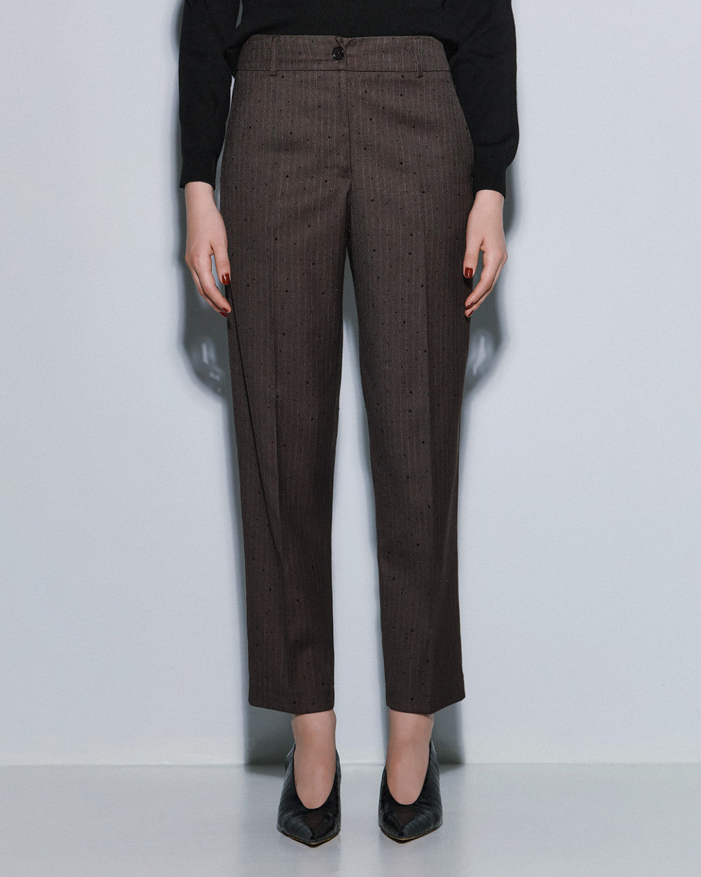 54-5120 Chic Pants with Rhinestone Details - Brown Loft