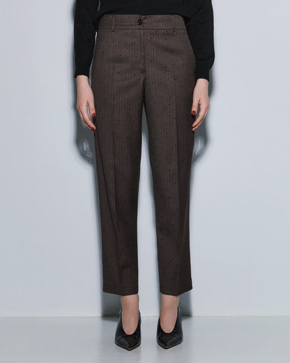 54-5120 Chic Pants with Rhinestone Details - Brown Loft