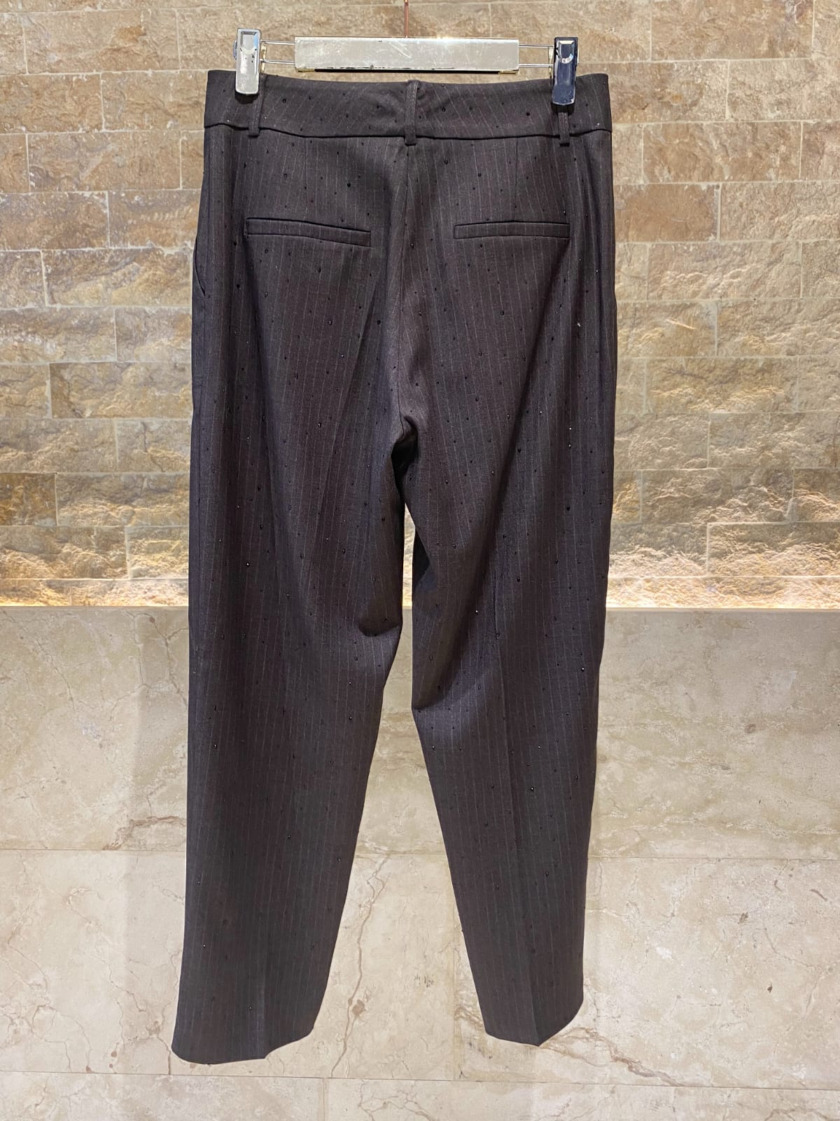 54-5120 Chic Pants with Rhinestone Details - Brown Loft