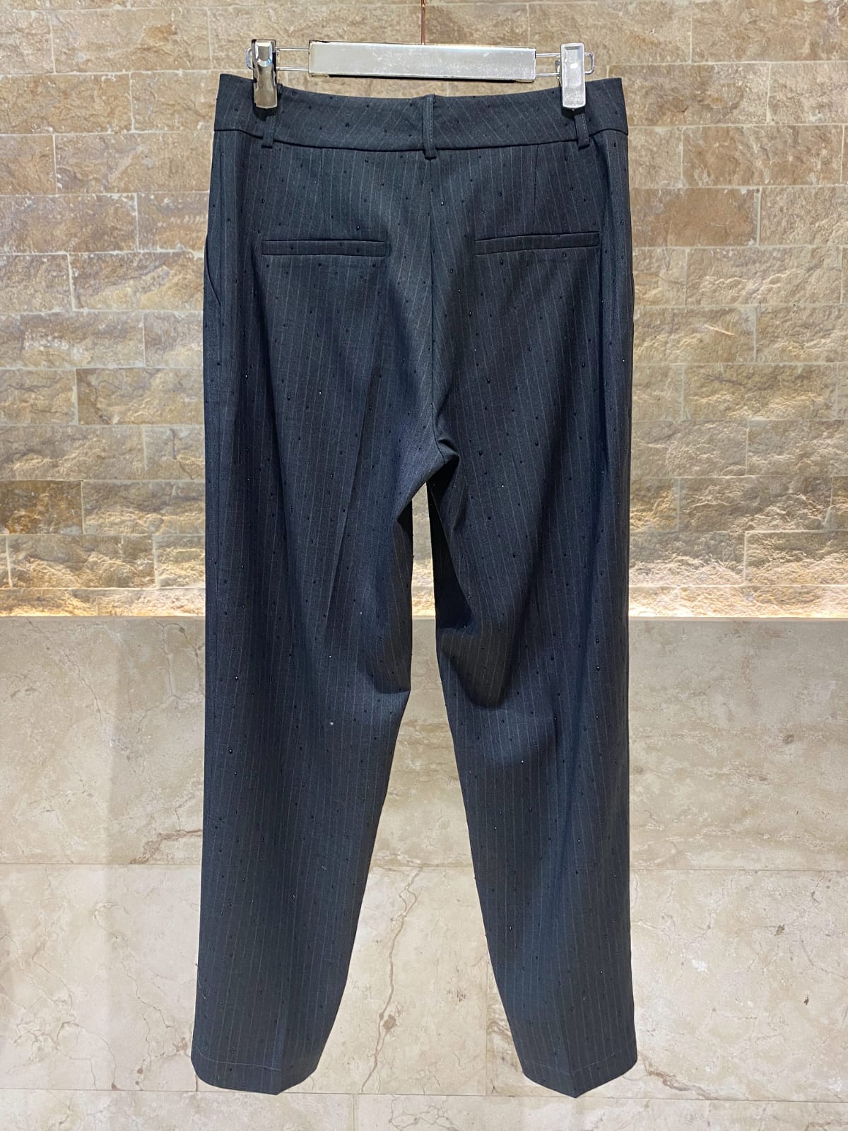54-5120 Chic Pants with Rhinestone Details - Brown Loft