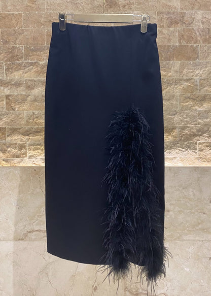 54-6014 Midi Skirt with Feathers - Brown Loft