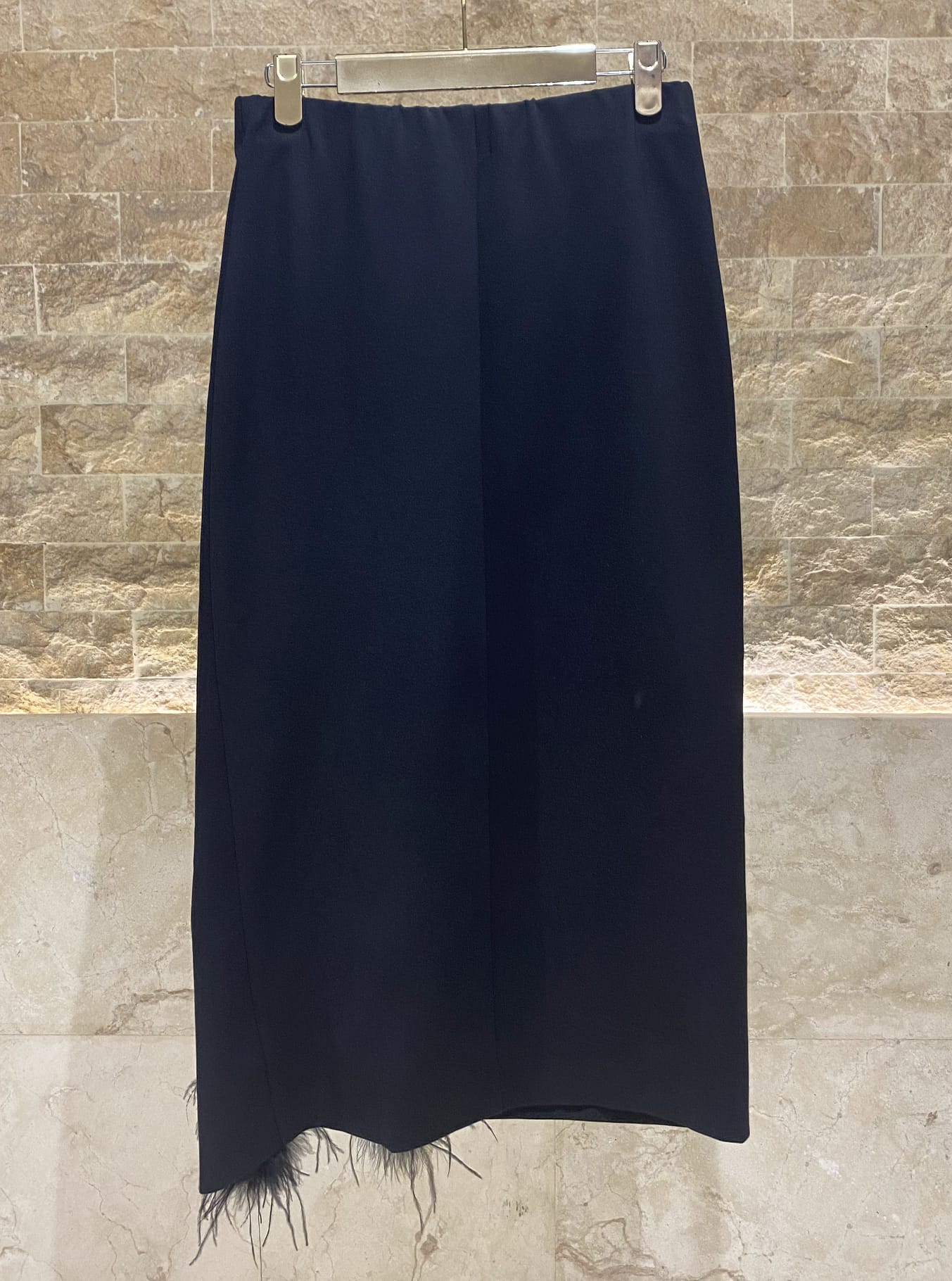 54-6014 Midi Skirt with Feathers - Brown Loft