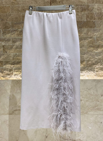 54-6014 Midi Skirt with Feathers - Brown Loft