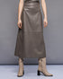 54-6017 High Waist Faux Leather Skirt - Brown Loft