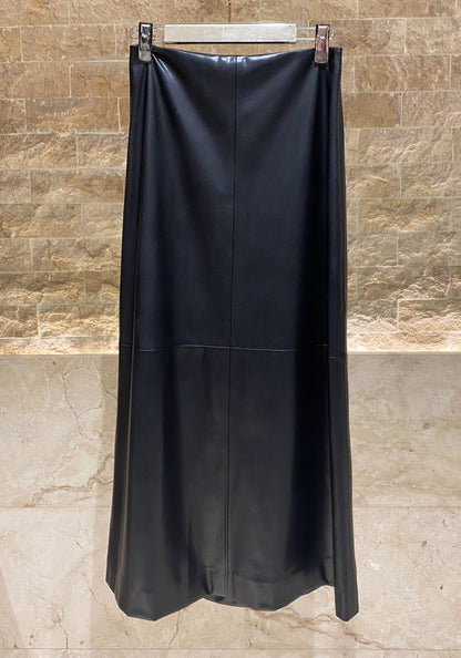 54-6017 High Waist Faux Leather Skirt - Brown Loft