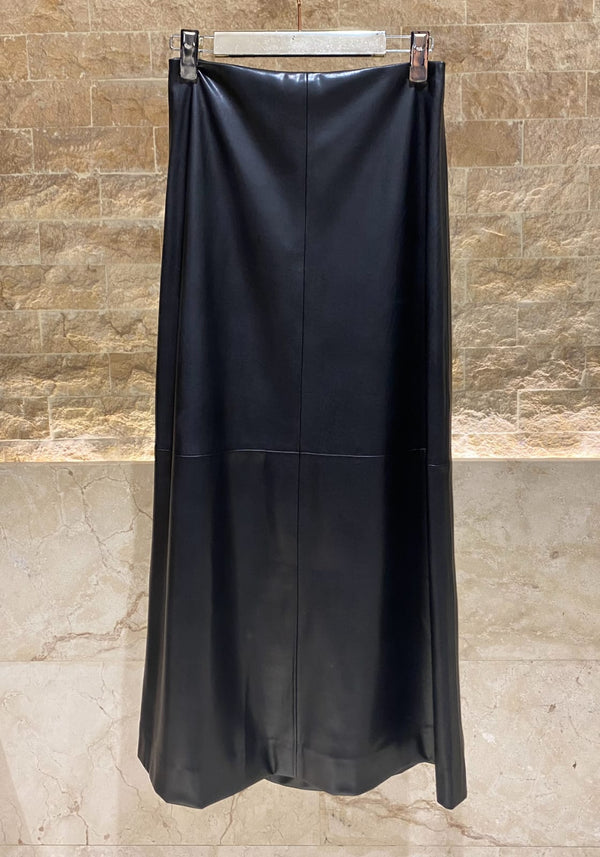 54-6017 High Waist Faux Leather Skirt تنورة جلدية صناعية عالية الخصر