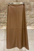 54-6017 High Waist Faux Leather Skirt - Brown Loft