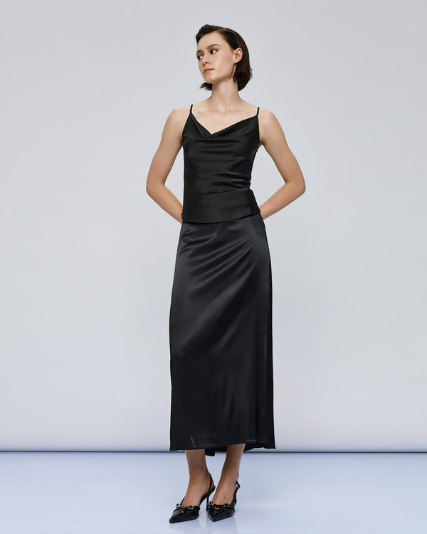 54-6026 Midi Satin Skirt تنورة ميدي من الساتان