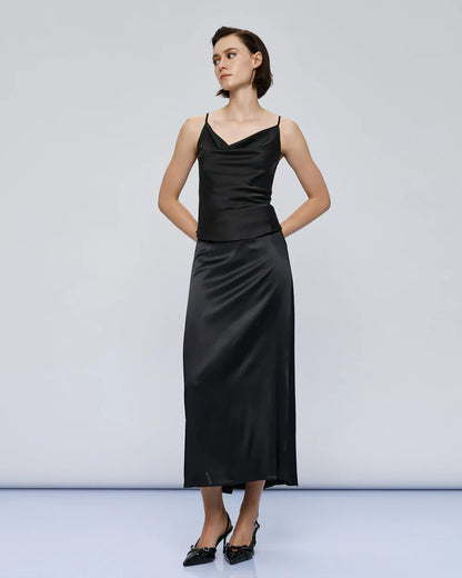 Midi Satin Skirt 54-6026 Regular Fit - Brown Loft