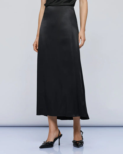 Midi Satin Skirt 54-6026 Regular Fit - Brown Loft