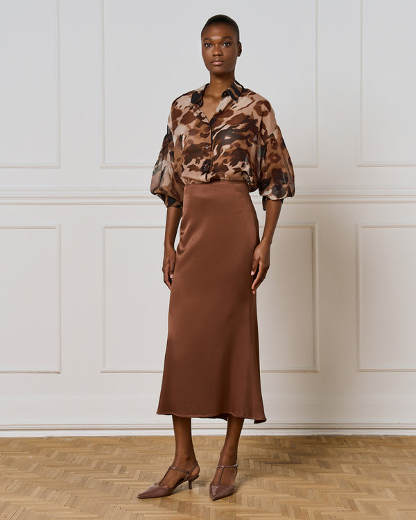 54-6026 Midi Satin Skirt تنورة ميدي من الساتان