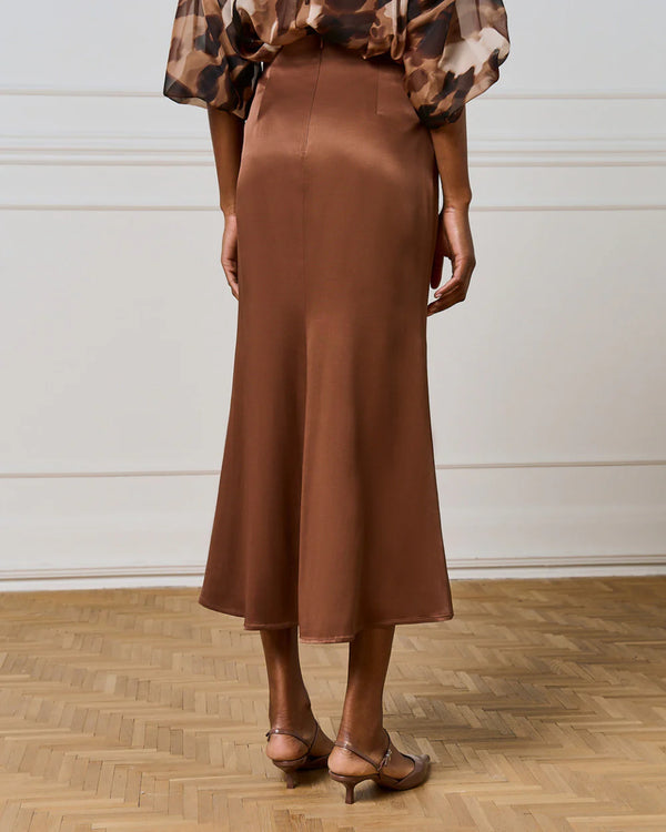 Midi Satin Skirt 54-6026 تنورة ميدي من الساتان