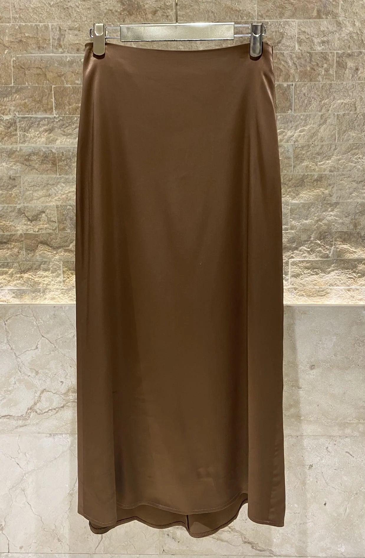 Midi Satin Skirt 54-6026 Regular Fit - Brown Loft