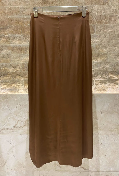 Midi Satin Skirt 54-6026 Regular Fit - Brown Loft